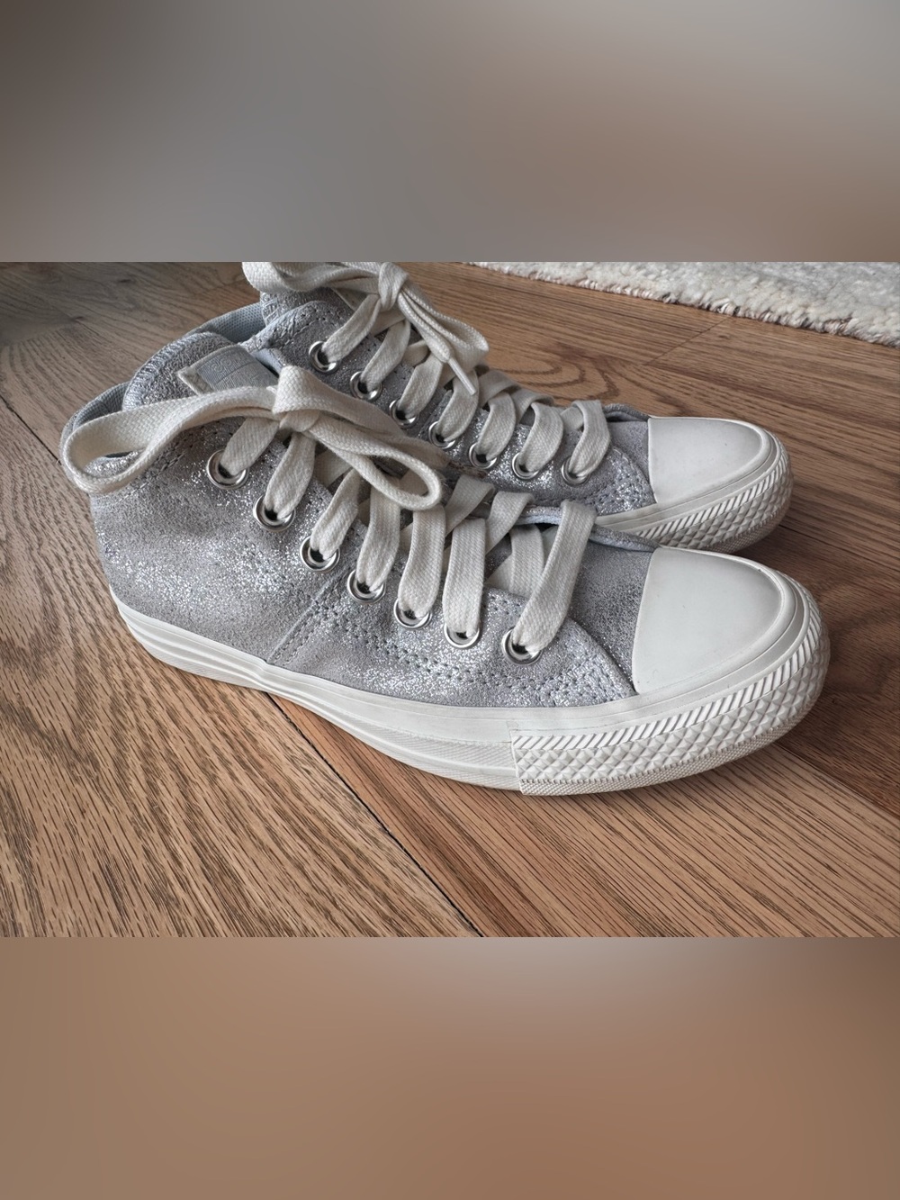 Kids Silver High-Top Converse Sneakers - Stylish Lace-Up Comfort